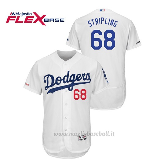 Maglia Baseball Uomo Los Angeles Dodgers Ross Stripling 150th Aniversario Patch Flex Base Bianco